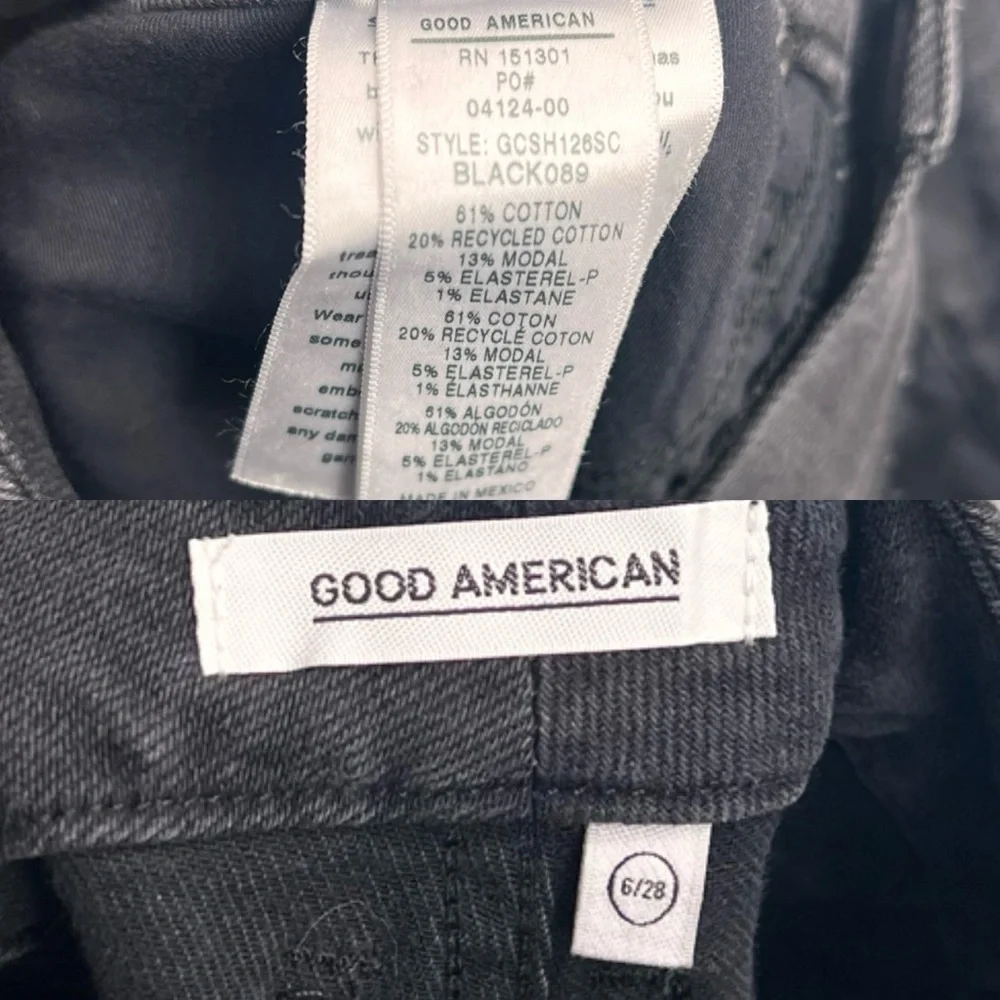 New Good American Good Curve Distressed Denim Shorts - Picture 2 of 4